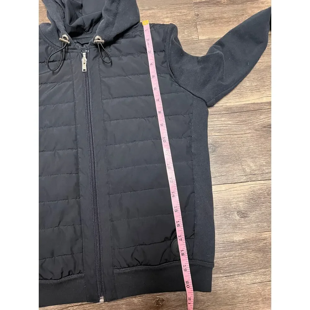 Abercrombie & Fitch Women’s XS Black Quilted Hybrid Hooded Zip Jacket Y2K Puffer